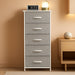 Dresser for Bedroom with 5 Storage Drawers, 48" Tall Dresser Chest of Drawers Fabric Dresser with Sturdy Steel Frame, Light Grey