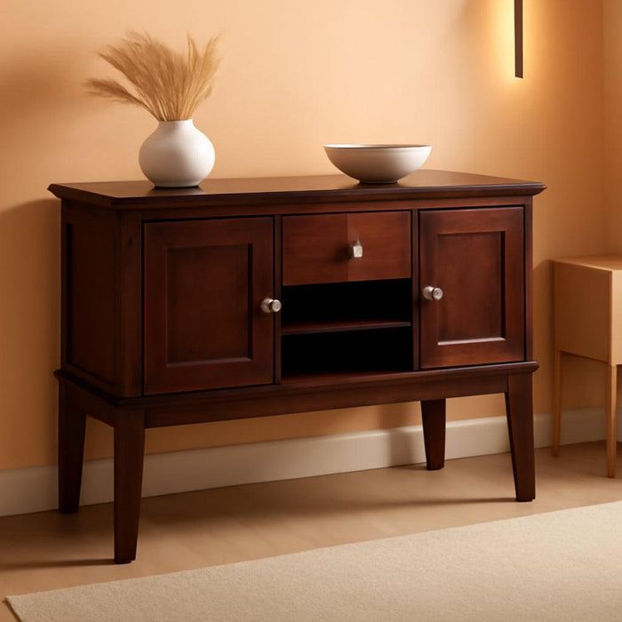 Haddigan New Traditional Dining Room Buffet Cabinet with Wine Rack, Dark Brown