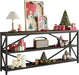 Industrial Console Sofa Table,70.8 Inch Extra Long Entryway Table with 3 Tier Wood Storage Shelf for Living Room, Hallway, Entrance, Narrow Sofa Table with Metal Frame, Black and Brown
