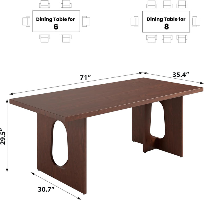 Walnut 71Inch Dining Table Seats SixToEight Contemporary