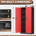 72 Inches Black Red Powdercoated Industrial Cabinet