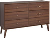 Cherry 52-Inch Wide-Profile Mid-Century Six-Drawer Dresser