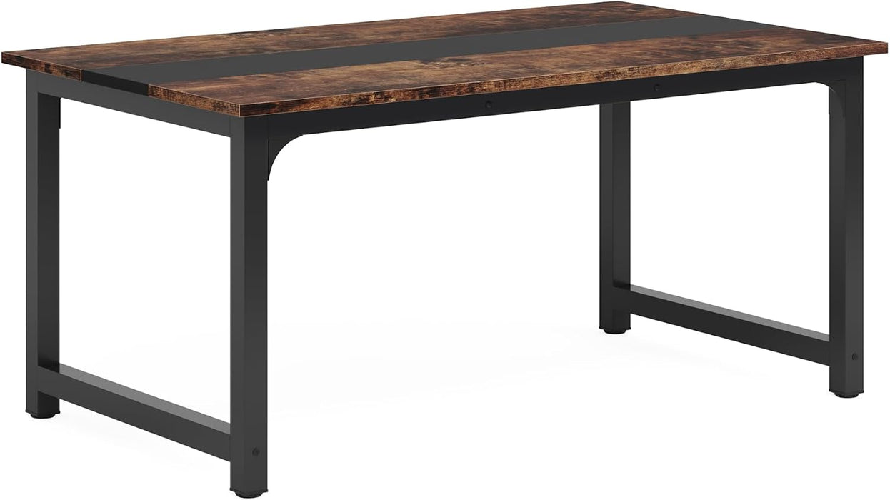 Tribesigns 63"X31.5" Dining Table, Industrial Kitchen Table for 4-6 Person, Rectangular Dinner Table for Dining Room Kitchen Living Room, with Heavy Duty Metal Legs, Vintage Brown