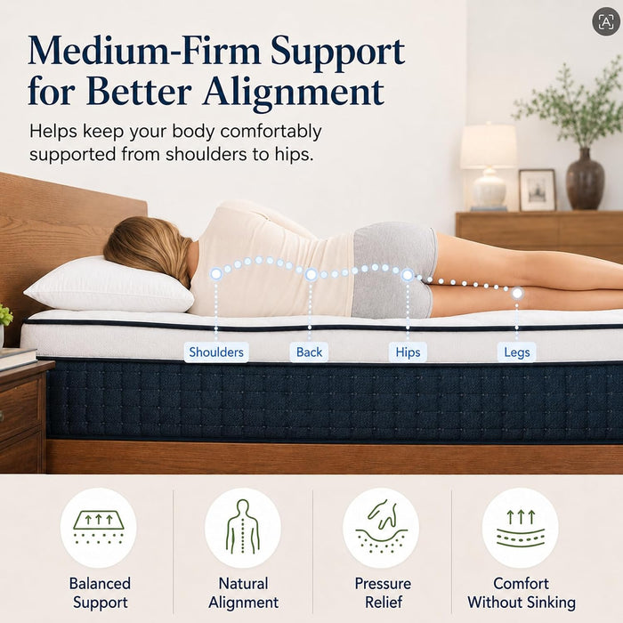 Queen Mattress 12 Inch, Medium Hybrid Queen Size Mattress in a Box, 80X60