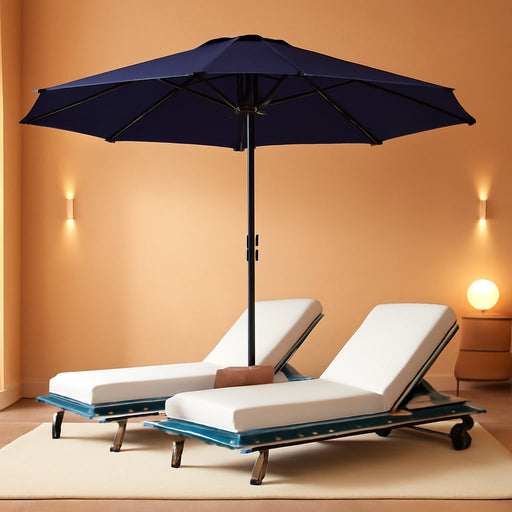 Large Patio Umbrella with Base Included,15Ft Double Sided Outdoor Rectangular Patio Umbrella with Crank Handle, for Lawn Garden, Blue