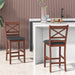 Barstools Set of 2, 25” Counter Height Mid Century Modern Island Chairs with Back, Soft Cushion & Faux Leather Seat, Simplistic Armless Kitchen Stools for Home, Cafe Shop, Restaurant, Pub