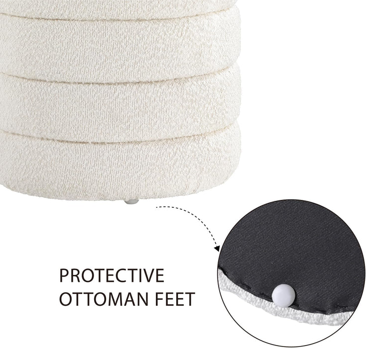 Modern round Ottoman with Soft Padded Seat, Storage Vanity Chairs for Makeup, Upholstered Footrest Stool Ottoman Foot Stool for Living Room, Bedroom