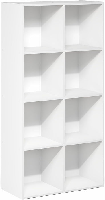 LUDER Book Shelf, 8-Cube Bookshelf, Bookcase, White | Open Shelves, 11.6 X 23.9 X 47.4, for Living Room, Bedroom, Home Office