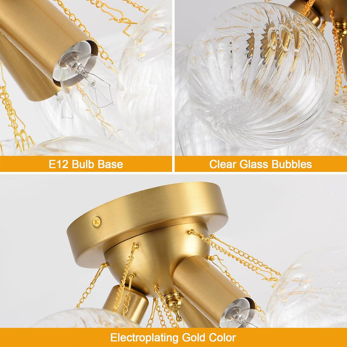 Bubble Chandelier 17In CrystalGlass Bubbles Semi Flush