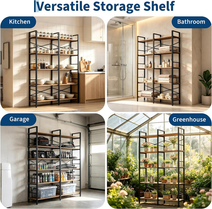 5 Tier Bookshelf, Bookcase with 10 Open Display Shelves