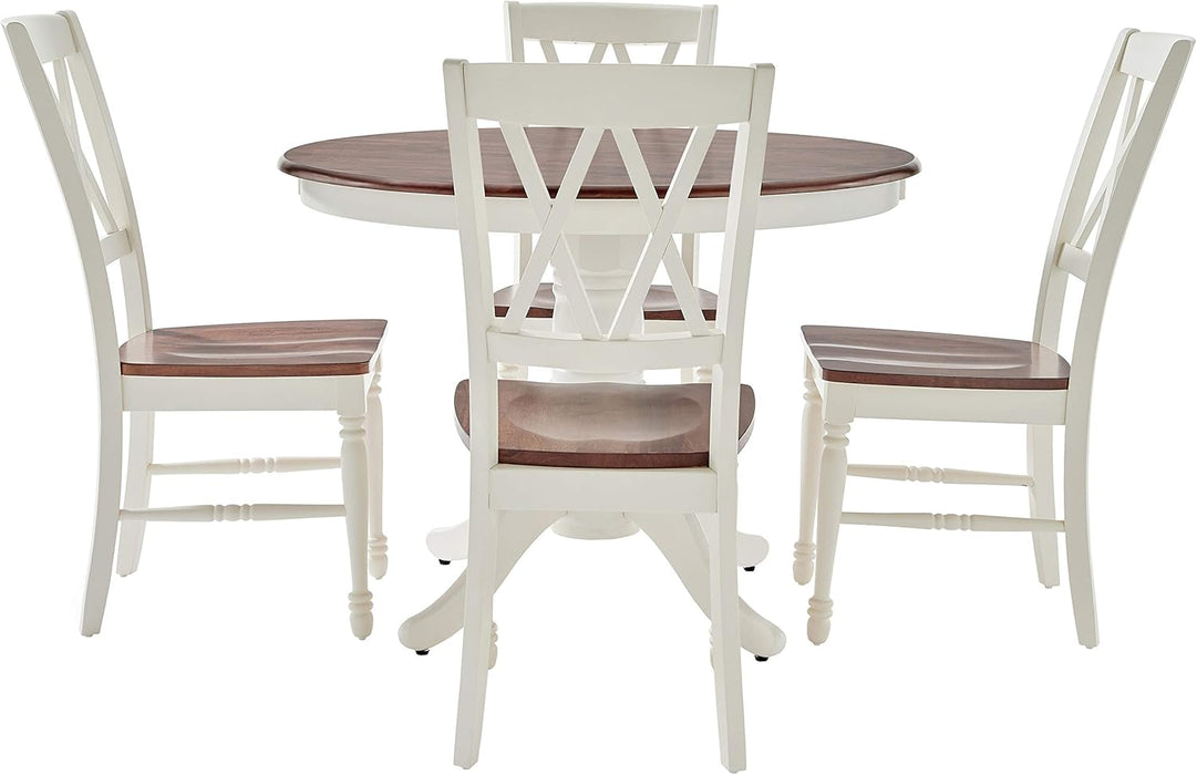 Shelby 5-Piece Traditional round Dining Table Set for 4, Distressed White