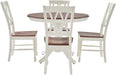 Shelby 5-Piece Traditional round Dining Table Set for 4, Distressed White