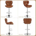 Bar Stools Set of 2, PU Leather Swivel Bar Stools with Shell Back, Armless Counter Height Adjustable Bar Chairs for Home Kitchen, Retro Brown