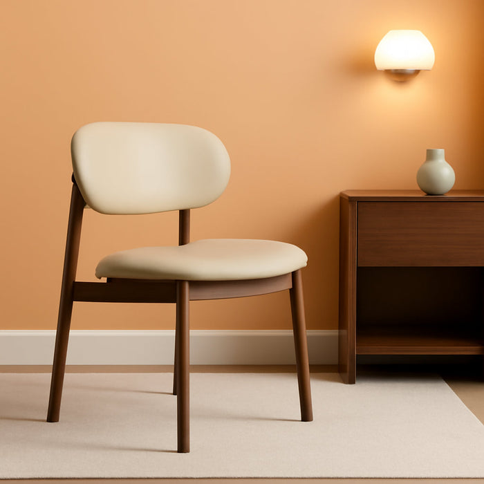 Kitchen Dining Chairs Set of 2 Modern Upholstered Dining Room Chair with Metal Legs, Walnut Leg/Khaki