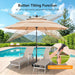 10 FT Patio Umbrella, 3 Tier Outdoor Table Umbrella with 8 Sturdy Glass Fiber Ribs and Push Button Tilt, Outdoor Patio Umbrellas for Market Pool Garden Backyard, 1.5" Pole, Champagne (No Base)