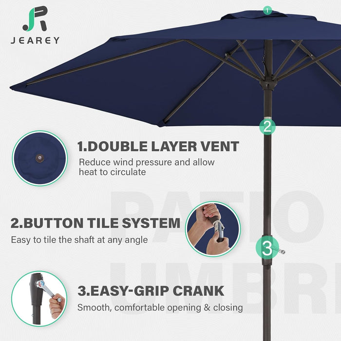 7.5 Ft Outdoor Patio Umbrella, Table Umbrella, Navy