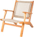 62773 Vega Natural Stain Outdoor Chair Acacia Wood Construction Hand Woven Seat Mid Century Design Comfortable Reclining Armchair Patio Lawn Garden Backyard Deck - Ecru Cording