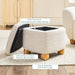 Linley Contemporary Small Storage Bouclé Ottoman with Wood Legs, Ivory