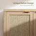 Sideboard Buffet Rattan Cabinet - Boho Larger Credenza Kitchen Storage Cabinet with Rattan Storage - Accent Buffet Console Table for Dining Room Hallway - 2 Pieces (Natural)