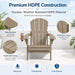 Folding Adirondack Chairs Set of 6 with Cup Holders, Heavy Duty HDPE Plastic Outdoor Chairs, Weather Resistant Heavyweight Patio Furniture Set for Deck, Fire Pit, Backyard, Brown