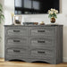 47" Farmhouse 6-Drawer Dresser for Bedroom, Grey