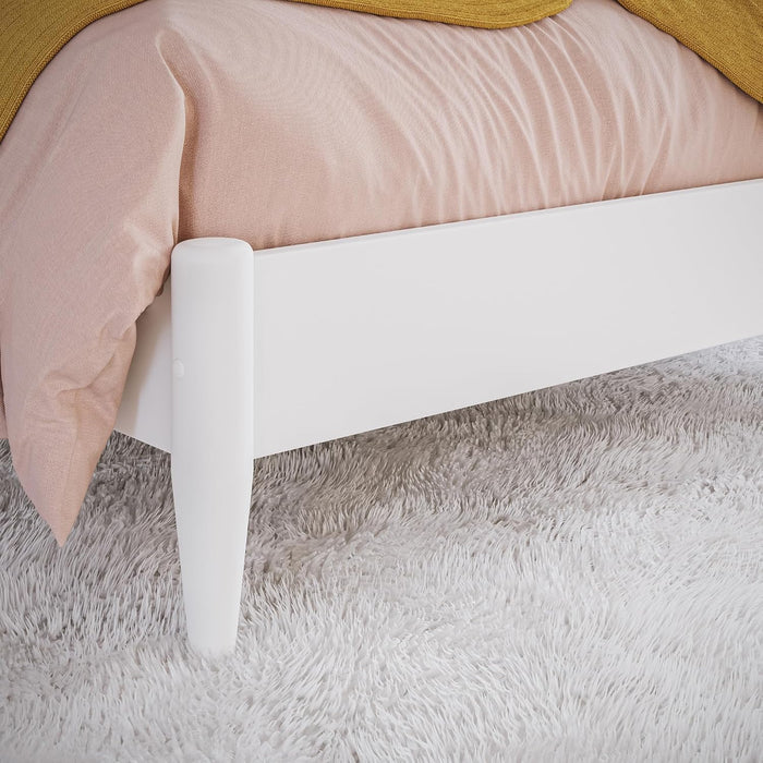 , Aria Twin Solid Wood Modern Low Profile Platform Bed, White