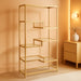 Henn&Hart 68" Tall Rectangular Bookcase in Brass, for Home Office, Living Room | Open Glass Shelving Displays Books, Plants, and Décor in Living Rooms, Offices, or Entryways While Keeping Spaces Bright
