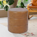 Upholstered Faux Leather round Ottoman (No Lid, Seat Only) |  Home Décor | Foot Rest Pouf – Camel Brown
