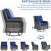 Patio Furniture Sets, 3 Pieces Wicker Outdoor Furniture - 360 Degree Swivel Rocking Chairs and Rattan Side Table for Garden,Porch,Backyard (Grey Wicker/Blue Cushion, 3PCS - Swivel Chairs)
