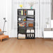 6-Tiers Portable Bookshelf with Fabric Cloth at Back, 10 Cube Closet Storage Organizer Bookcase, Living Room,Study Room,Bedroom, Black