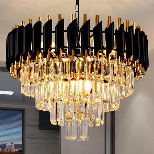Crystal Chandelier Twenty Inch Round Goldtone Pendant