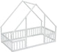 Twin White Montessori House Floor Bed IntegratedFence