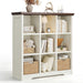 9 Cube Organizer Bookcase, Cube Shelf with Storage, Walnut + White