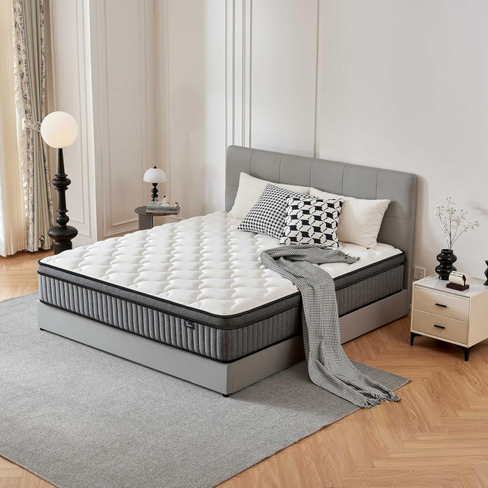 12 Inch Queen Mattress in a Box, Hybrid Cooling Gel Memory Foam & Pocketed Coils, Medium Firm, Certipur-Us Certified, Pressure Relief, Motion Isolation