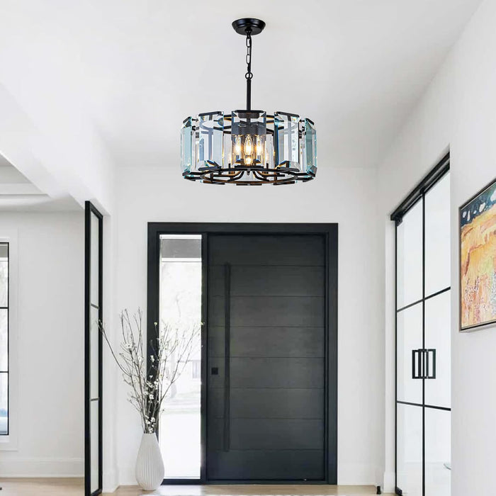 TwentyInch Modern Luxe OnyxBlack Crystal Chandelier FiveLight