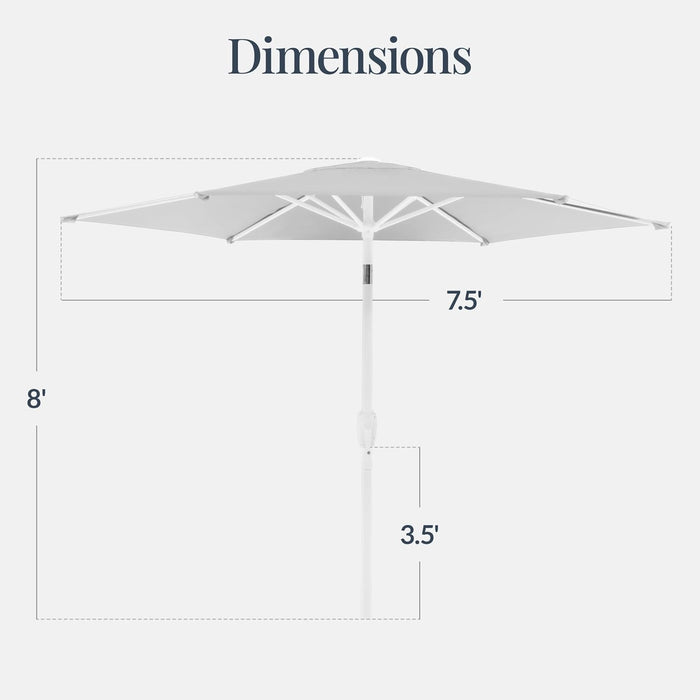 Best Choice Products 7.5Ft Patio Umbrella White Pole, Outdoor Market Umbrella with Push Button Tilt and Crank Lift, Steel Pole Umbrella for Backyard Patio Garden Pool Outdoor Shade - Fog Gray