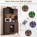 72 Inch WalnutFinish Wine Cabinet Illuminating Display