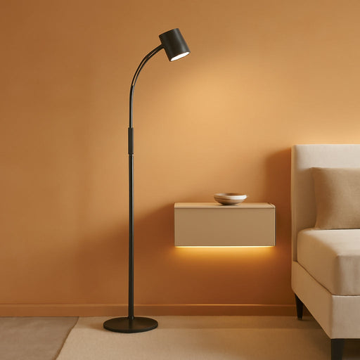 Reading Floor Lamp, 62" Tall LED Floor Lamp, Dimmable Standing Lamp, 7 Brightness & 4 Color Temperature, Adjustable Gooseneck, Touch Control, Task Craft Light for Living Room Bedroom Office,Black