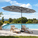 13 Ft Patio Umbrella with 120 LED Solar Lights Outdoor Umbrella, Gray