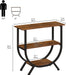 3 Tier Console Table with Storage 30" Height Entryway Table with Open Shelves Industrial Sofa Table behind Couch for Living Room Hallway Entrance (Rustic Brown)