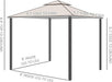 10' X 10' Outdoor Patio Gazebo Canopy Tent with Mesh Sidewalls, 2-Tier Canopy for Backyard, Beige