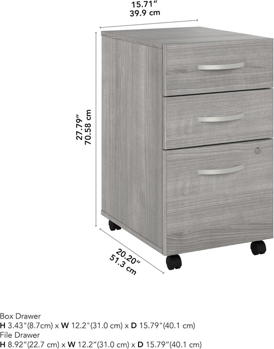 Bush Business Furniture Studio C 3 Drawer Mobile File Cabinet in Platinum Gray | Assembled Office Storage Unit for Home or Commercial Spaces