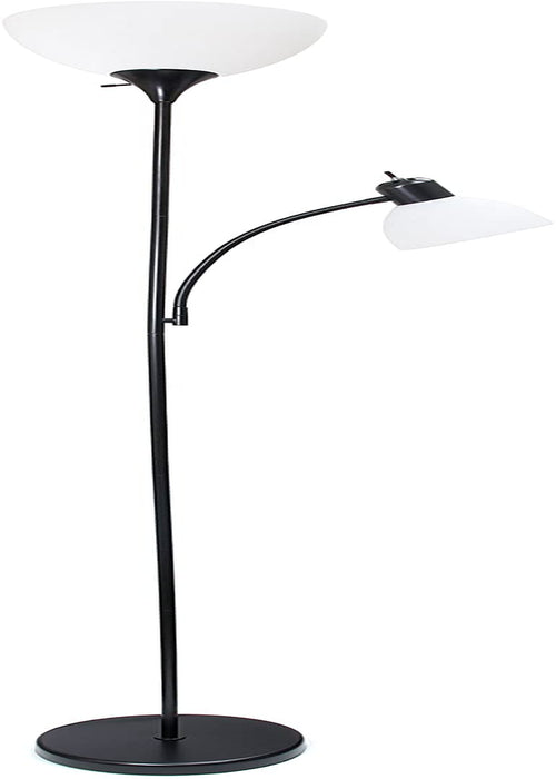 LF2000-BLK Mother-Daughter Floor Lamp with Reading Light, Black