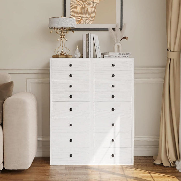 White Ultra Slimline Dresser With 8 Drawer Storage Capacity