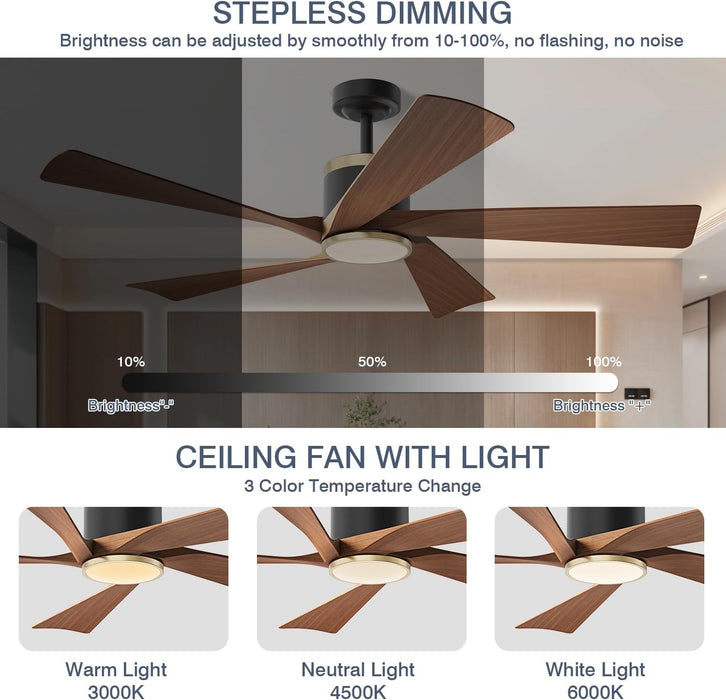 52 Inch Indoor Outdoor Ceiling Fan With Dimmable Led Lights