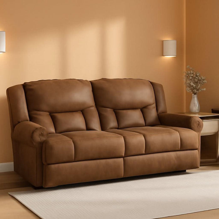 Boothbay Classic Faux Leather 2 Seat Power Reclining Sofa with USB Ports, Dark Brown