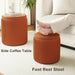 Orange round Storage Ottoman Set of 2, Large Velvet Ottoman with Storage, Multifunctional Vanity Stool, Small Pouf Ottomans Foot Stool, Storage Stools for Living Room, Bedroom