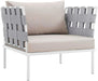 Harmony 8-Piece Aluminum Outdoor Patio Furniture Sectional Sofa Set with Cushions in White Beige