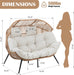 Wicker Double Egg Chair PE Rattan with Thicken Padded Cushion, 2 Person Oversized Patio Lounge Loveseat Chair for Outdoor, Indoor, Balcony, Backyard, Garden, Beige
