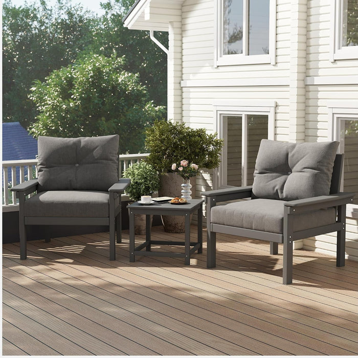 3-Piece HDPE Outdoor Patio Furniture Conversation Set